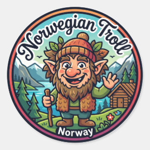 Adesivo Redondo Folclore de Troll Norueguês Noruega