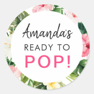 Adesivo Redondo Folgas tropicais prontas para o Chá de fraldas Pop