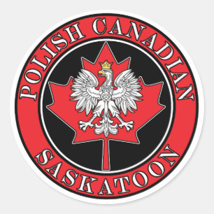 Adesivo Redondo Folha canadense polonesa redonda de Saskatoon