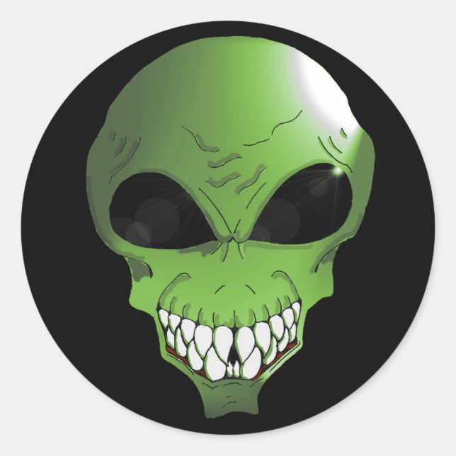 Adesivo Redondo Folha de Alienígena verde (Frente)