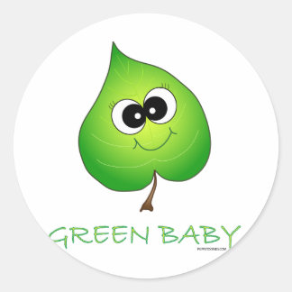 Adesivo Redondo Folha de Bebê Verde