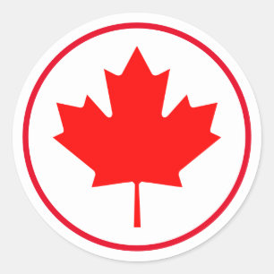Adesivo Redondo Folha de bordo canadense brilhante Dia do Canadá V