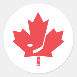 Adesivo Redondo Folha de bordo do hóquei de Canadá