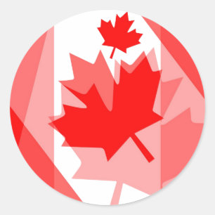 Adesivo Redondo Folha de bordo vermelha canadense estilo