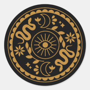 Adesivo Redondo Folha de Cobra de Testemunha e de Lua