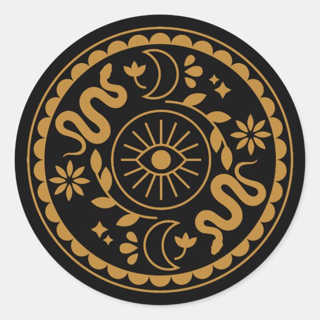 Adesivo Redondo Folha de Cobra de Testemunha e de Lua (Frente)