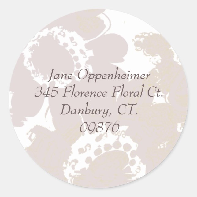 Adesivo Redondo Folha de cor da Lavanda do endereço de devolução (Frente)