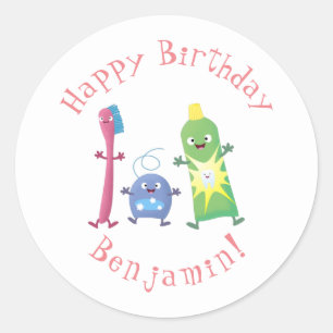 Adesivo Redondo Folha de dente de pasta de dente de dente de fio d