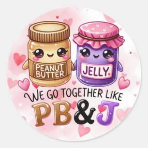 Adesivo Redondo Folha de Dia de os namorados PB e J de corte de