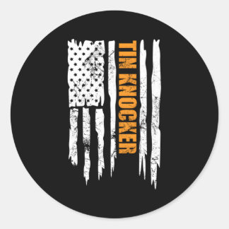 Adesivo Redondo Folha de Estanqueiro de Tin Metal Worker American