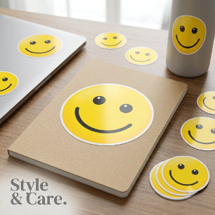 Adesivo Redondo Folha de estilo de emoji personalizado amarelo