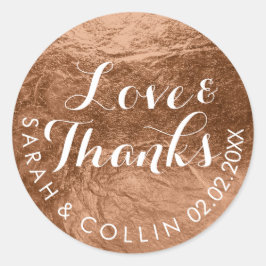 Adesivo Redondo Folha de fibras de PixDezines/cobre/obrigados/text