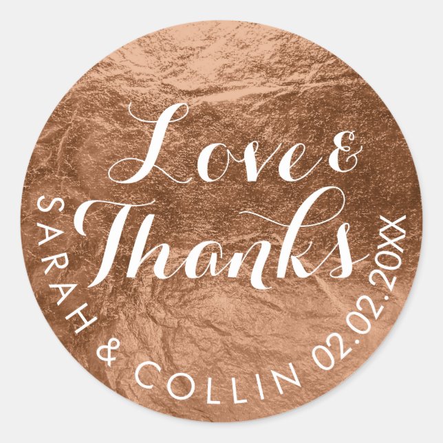 Adesivo Redondo Folha de fibras de PixDezines/cobre/obrigados/text (Frente)