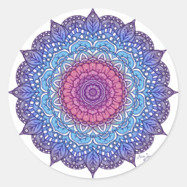 Adesivo Redondo Folha de Flor Roxa Mandala