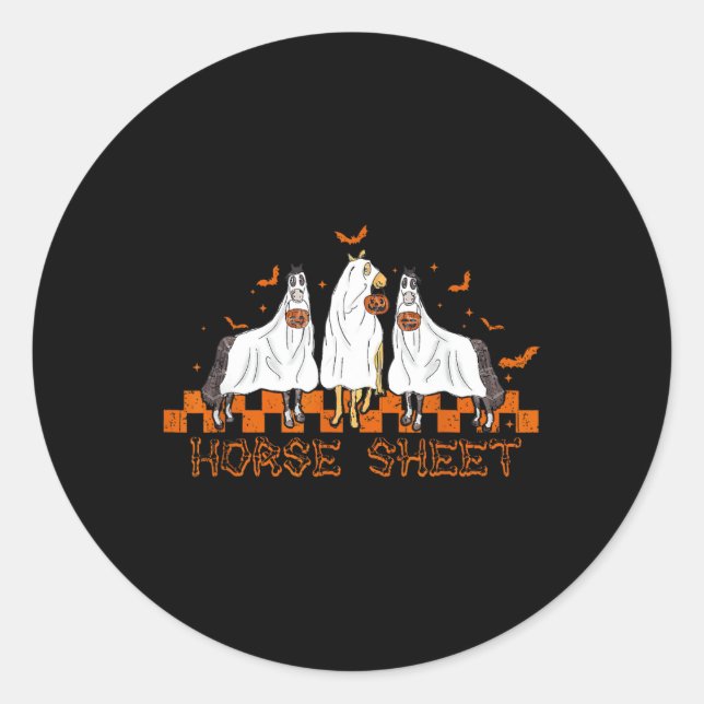 Adesivo Redondo Folha de Halloween Cavalo Fantástico Boo (Frente)