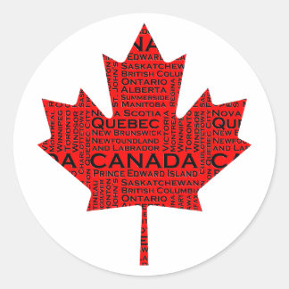 Adesivo Redondo Folha de Mapeamento Canadense com/Texto