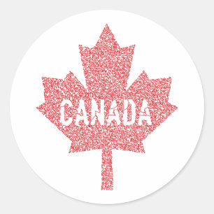 Adesivo Redondo Folha de Maple do Canadá