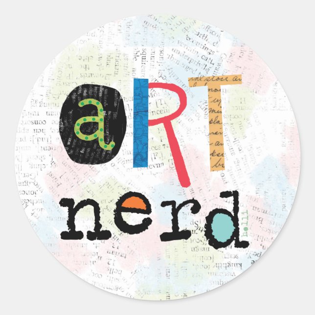 Adesivo Redondo Folha de Nerd de Arte (Frente)