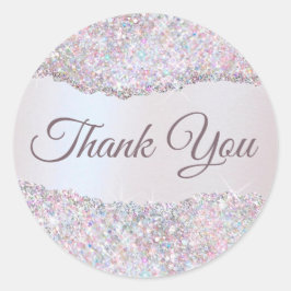 Adesivo Redondo Folha de obrigado rosa, iridescente, fluorescente