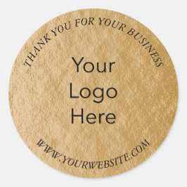 Adesivo Redondo Folha de ouro azul Elegante Obrigado Logotipo Pers