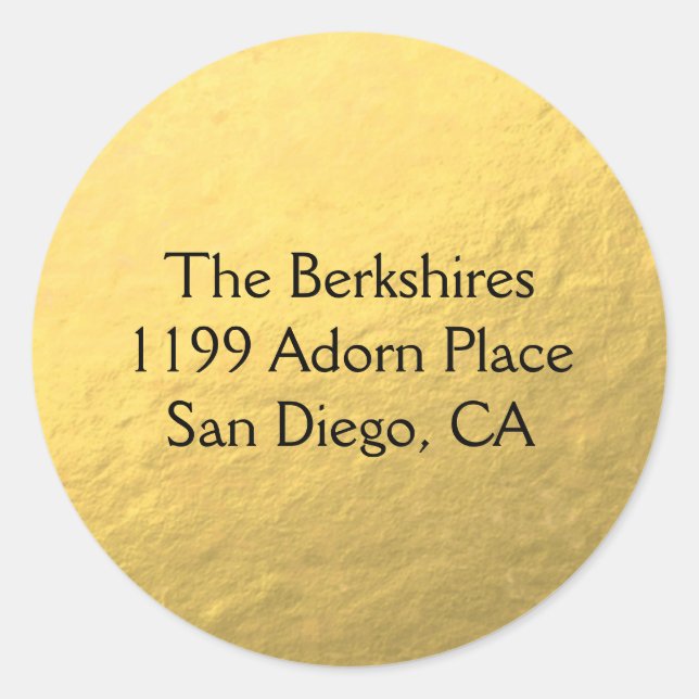 Adesivo Redondo Folha de Ouro Clássica Redonda Personalizada (Frente)