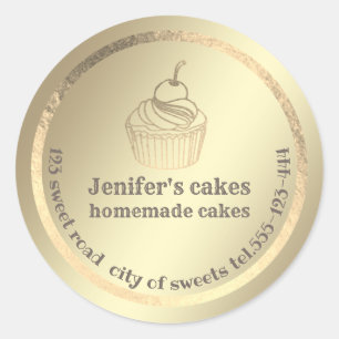 Adesivo Redondo Folha de ouro cupcakes e embalagens caseiras