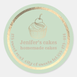 Adesivo Redondo Folha de ouro cupcakes e embalagens caseiras
