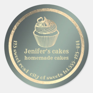 Adesivo Redondo Folha de ouro cupcakes e embalagens caseiras