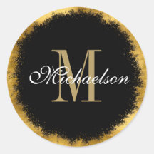 Folha de ouro e monograma preto