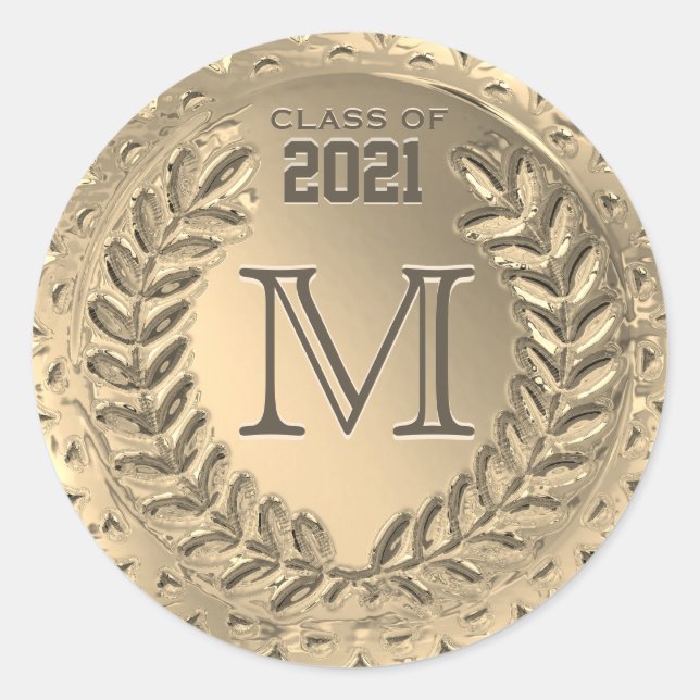Adesivo Redondo Folha de Ouro Faux Graduação (Frente)