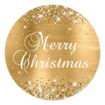 Folha de Ouro Glitérica Feliz Natal