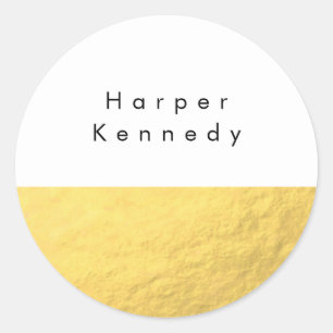 Adesivo Redondo Folha de Ouro Moderna com Faux