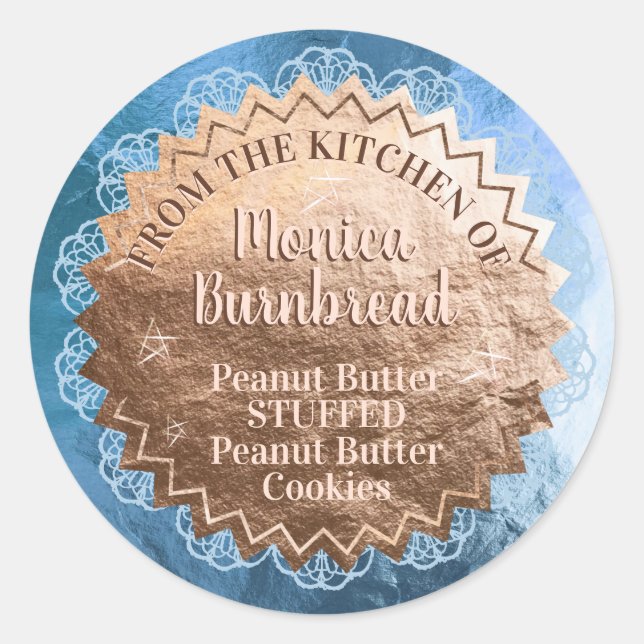 Adesivo Redondo Folha de rosa de ouro falsa da cozinha de (Frente)