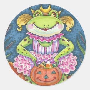 ADESIVO REDONDO FOLHA DE SAPOS DE HALLOWEEN HALLOWEER