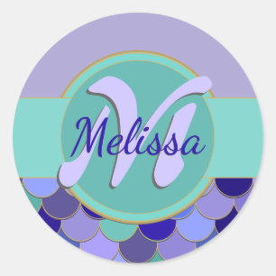 Adesivo Redondo Folha de Sereia Monográfica   Roxo e Teto