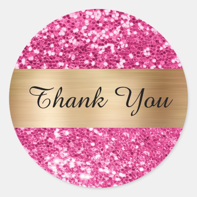 Adesivo Redondo Folha de Shimmer Dourada, Rosa-Quente-Cinza-Quente (Frente)