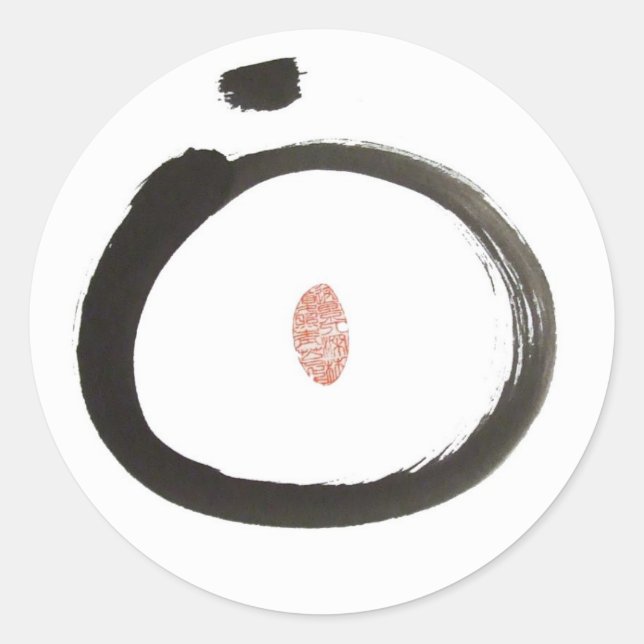 Adesivo Redondo Folha de Vinheta do Círculo Zen (Frente)