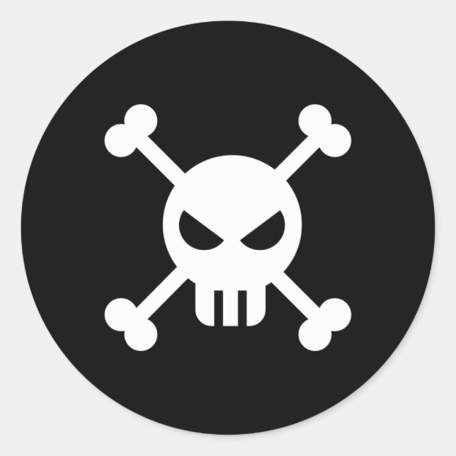 Adesivo Redondo Folha de Vinhetas Crânio e Crossbone (Frente)