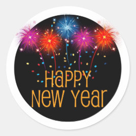 Adesivo Redondo Folha do feliz ano novo