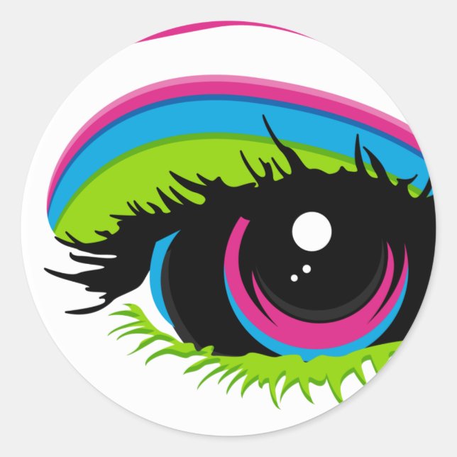 Adesivo Redondo Folha do Rainbow Eye Sticker (Frente)