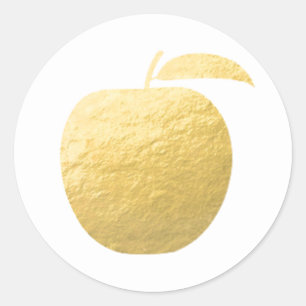 Adesivo Redondo Folha Dourado Apple