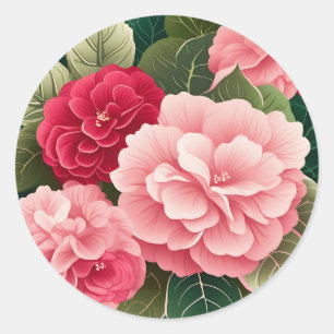 Adesivo Redondo Folha e Flor de Begonia Negros