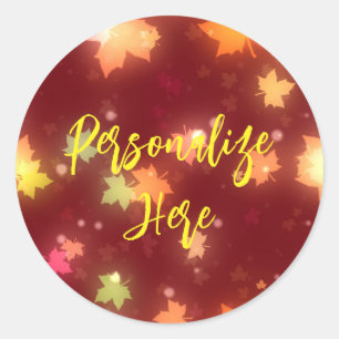 Adesivo Redondo Folha esvoaçante cor laranja castanho da folha