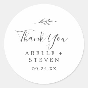 Adesivo Redondo Folha mínima  Cinzas Escuras Agradeço A Vinheta