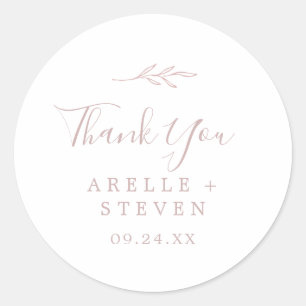 Adesivo Redondo Folha mínima   Rosa Esbranquiçada Agradeço A Vinhe