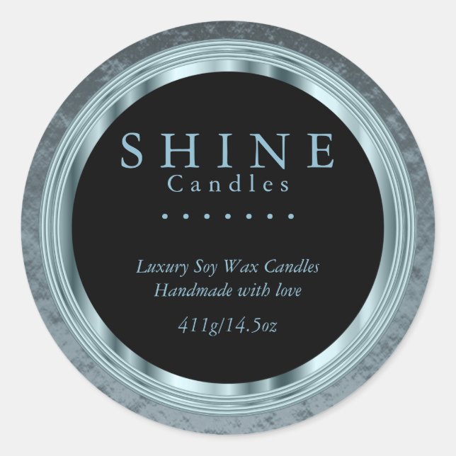 Adesivo Redondo Folha Teal e Rótulos Pretos (Frente)