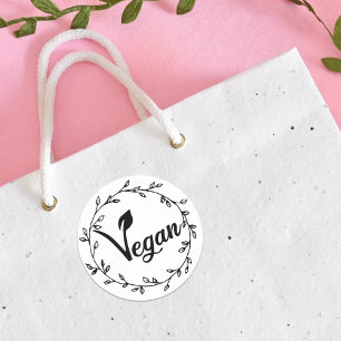 Adesivo Redondo Folha Vegana Elegante