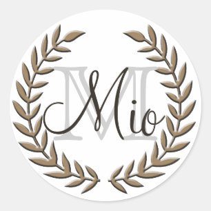 Adesivo Redondo Folha verde-oliva