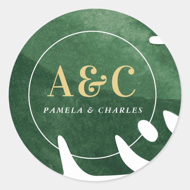 Adesivo Redondo Folha verde tropical (Frente)