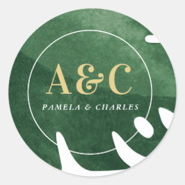 Adesivo Redondo Folha verde tropical